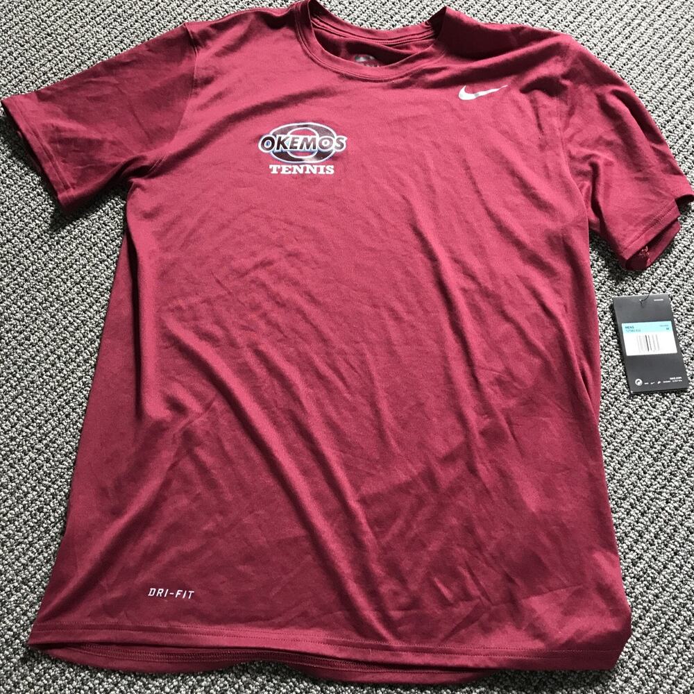 Nike Dri-FIT Athletic Cut Training Tee Maroon Okemos Tennis Women M 727982-610